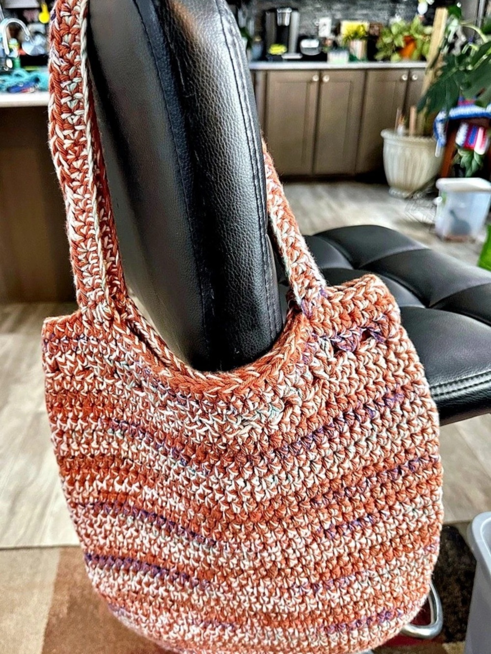 Handmade Striped Shoulder Bag in Brown & White
